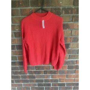 Knit Sweater Small Textured Sleeves Red Love Always